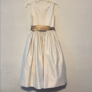 US Angels Ivory Satin Flower Girl Dress Communion